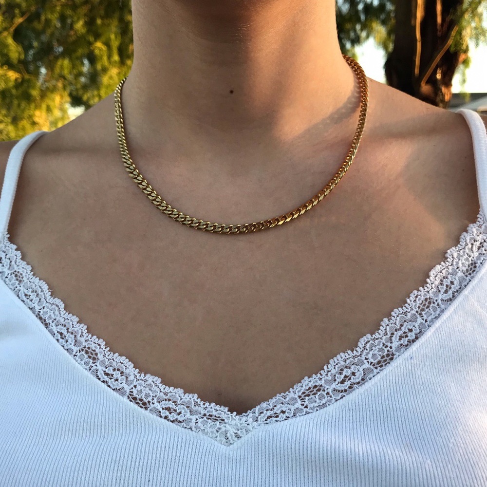 Gold Curb Chain Necklace